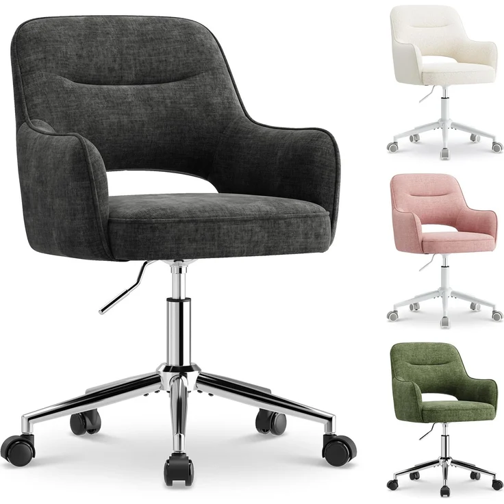 MALOL Drehstuhl Bürostuhl höhenverstellbar, Schreibtischstuhl mit Rollen, Bürostuhl Ergonomisch mit Armlehnen, 360° drehbar, Office Chair Design für Büro, Homeoffice, Wohnzimmer, Dunkelgrau