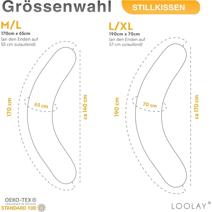 Loolay Stillkissen ROSE Baumwolle/ MINKY Schwangerschaftskissen Stillkissen Frau Kissen, WEICH oder EPS Kügelchen Füllung, 170 oder 190 cm SIZE-Standard, Altrosa Puderrosa Staubrosa Stillkissen + Bezug mit Reißverschluss!, LOOLAY® 100% Europäische Stof... – Bild 6
