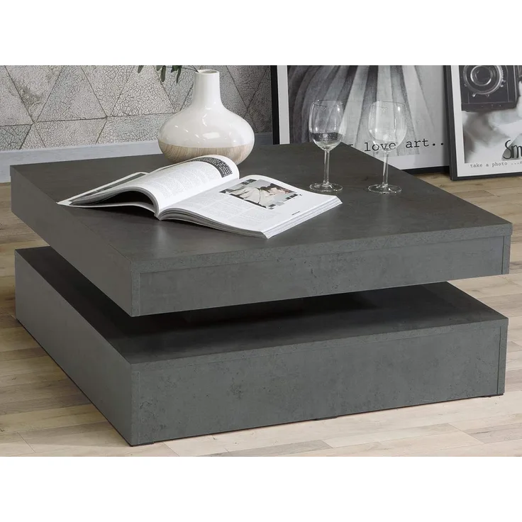 Couchtisch >Coimbra< in Betonoptik Dunkelgrau - 93x34.3x78cm (BxHxT)