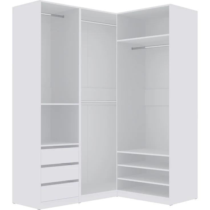 Marmex Möbel TRES 03B offener Schlafzimmerschrank mit Kleiderstange und Einlegeböden, Garderobenschrank ohne Türen, laminierte Spanplatte, weiß, 80x206x51 cm – Bild 4