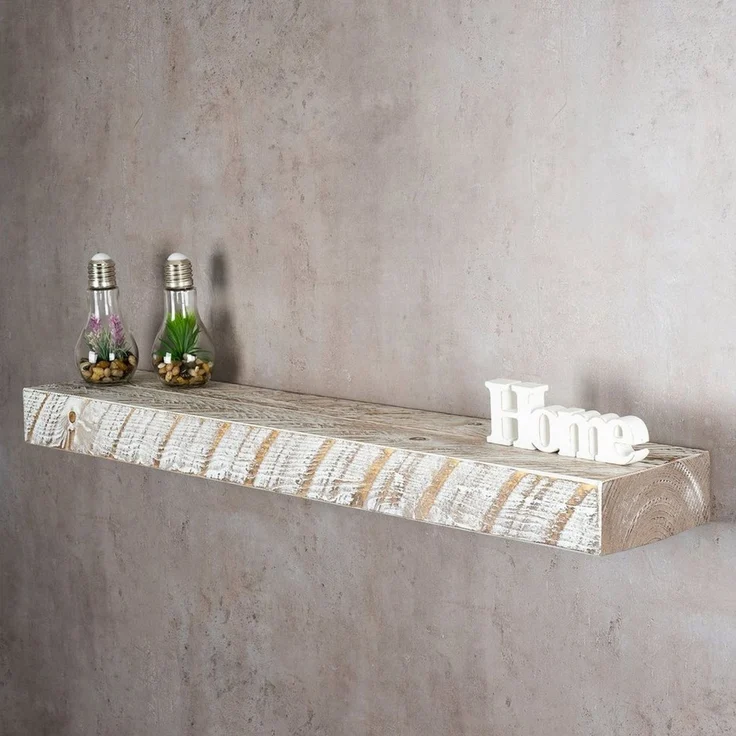 Levandeo® Wandregal, levandeo Wandregal Holz Massiv 100x20 cm Shabby Chic Wandboard Regal – Bild 1