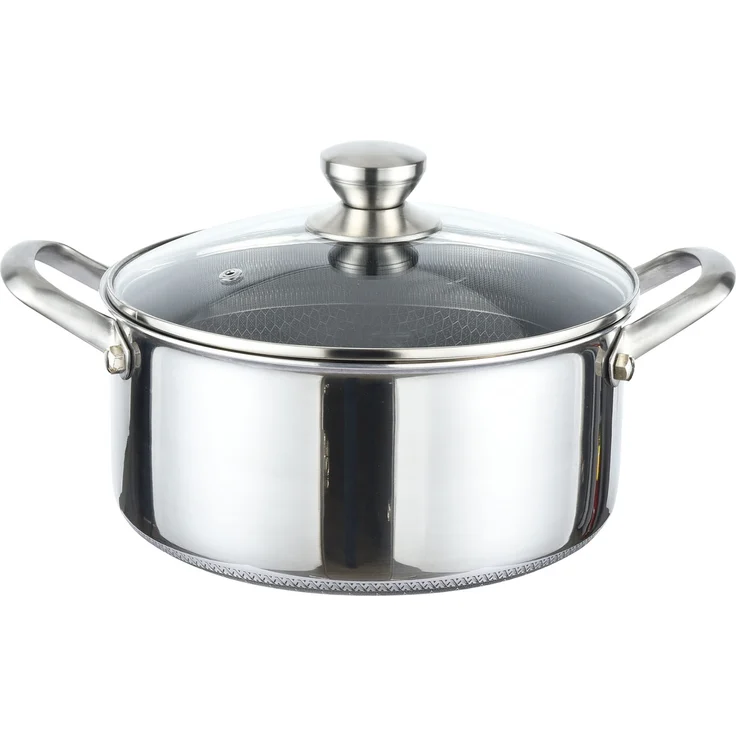 Ø28cm Kochtopf Edelstahl Wabenmuster Induktion Topf mit Glasdeckel Anti Haft Kratzfest Rostfrei – Bild 1