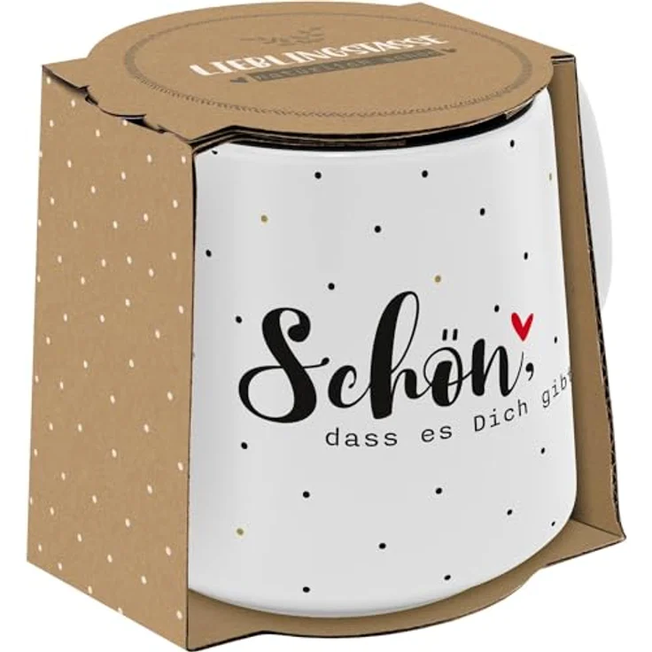 GRUSS & CO Tasse konisch "Schön, dass es dich gibt" | Steinzeug, 43 cl, mehrfarbig | Geschenk Freunde, Geburtstag, Ostern | 48993 – Bild 5
