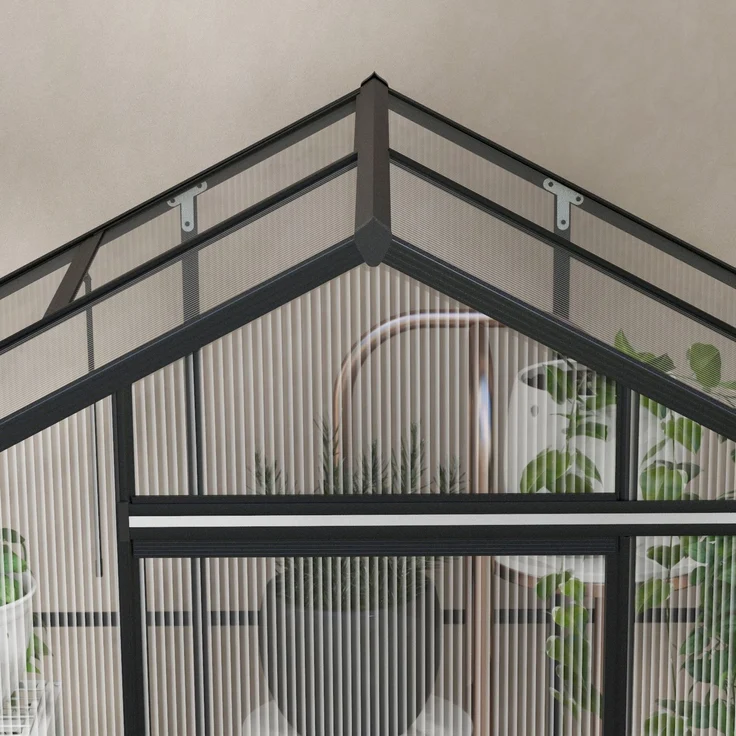 Outsunny Gewächshaus, Aluminiumlegierung, Polycarbonat, Schwarz, 192L x 131B x 203H cm – Bild 9