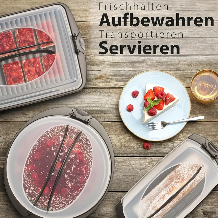 Hausfelder Kuchentransportbox Tortentransportboxen Vorteilspack 3 Stk, Kunststoff, (Set, 3-tlg, 3 verschiedene Boxen), Transportboxen mit Deckel – Bild 2