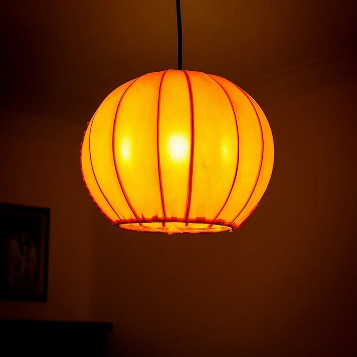 Marrakesch Orient & Mediterran Interior Pendelleuchte Moderne Esstischlampe Mailin Orange, Leder & Eisen handgefertigt, ohne Leuchtmittel, Handarbeit – Bild 1