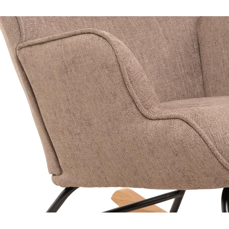 Schaukelstuhl HWC-N14, Schwingstuhl Relaxsessel Fernsehsessel, Massiv-Holz Metall Stoff/Textil 320g/m² ~ braun – Bild 6