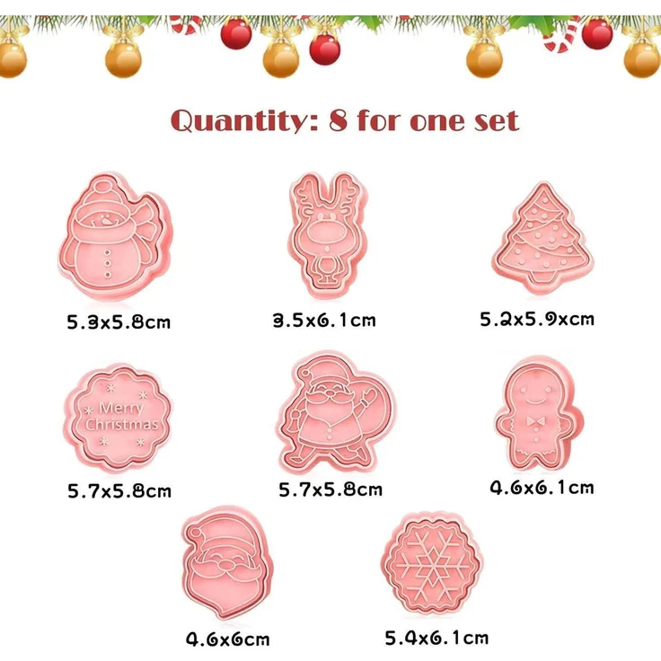 Viilich Weihnachtsausstecher 8-tlg Plätzchen Stempel Cookie Cutter Weihnachten – Bild 2