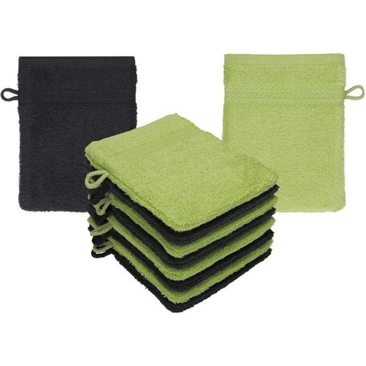 Betz Waschhandschuh 10 Stück Waschhandschuhe Premium 16x21 cm Farbe Graphit - avocadogrün, (10-St) – Bild 4