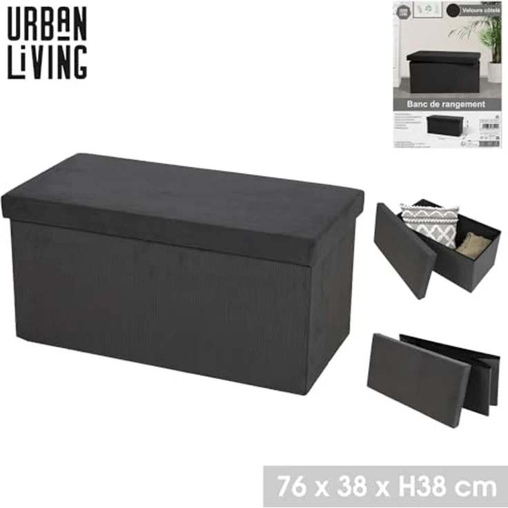 Urban Living Truhenbank SITZBANK CORD "velours côtelé" zusammenklappbar, Aufbewahrungsbox Truhe mit abnehmbarem Deckel – Bild 2