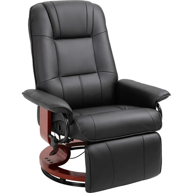 MELAYR, Relaxsessel Fernsehsessel Liegesessel Air-Leder 360° Drehstuhl 145° neigbar Schwarz, 78 x 87 x 100 cm