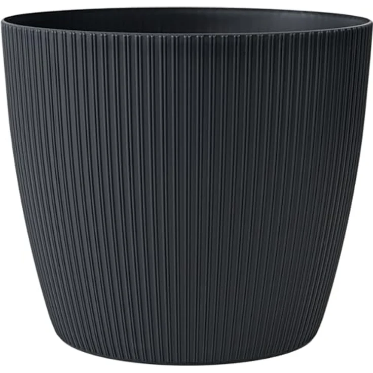 KONZEPT Blumentopf groß, gerillte Struktur 26/30cm, Übertöpfe für Zimmerpflanzen, aus Kunststoff ideal für Wohnzimmer, Küche und Balkon – Bild 2