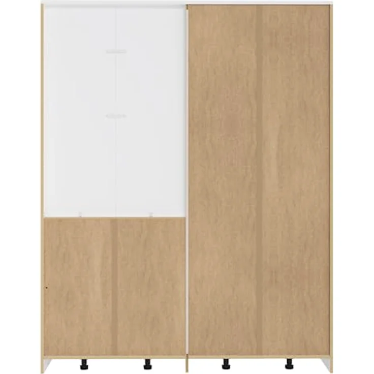 FORTE DEWANIA Kleiderschrank 160, Schrank mit offenen Regalfächern und Spiegel, Holzwerkstoff, Weiß, 159,3 cm breit, 203,4 cm hoch, 52,7 cm tief – Bild 6