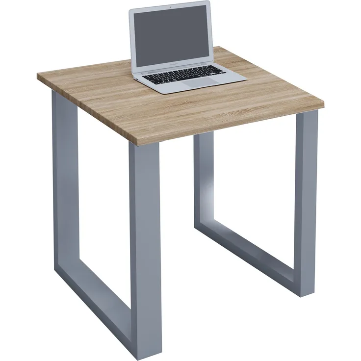 VCM Schreibtisch Lona 914713 Silber / Sonoma-Eiche H. 76 x B. 80 x T. 80 cm