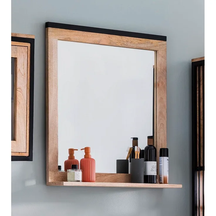 Badspiegel 68x75cm 'Brooklyn' Mango & Metall schwarz