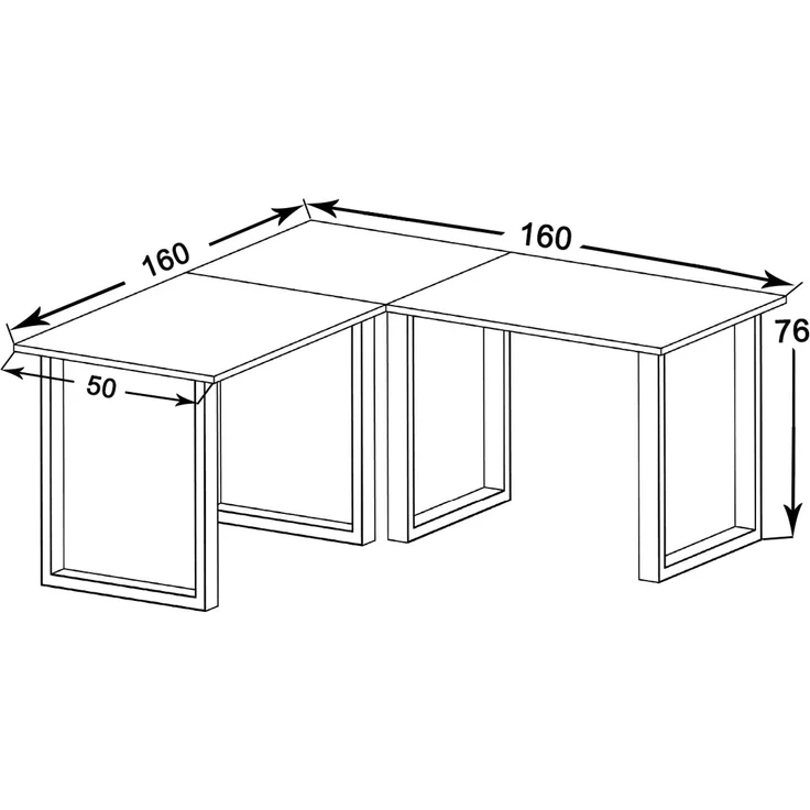 VCM Schreibtisch Lona 919702 Silber / Anthrazit H. 76 x B. 160 x T. 160 cm – Bild 3