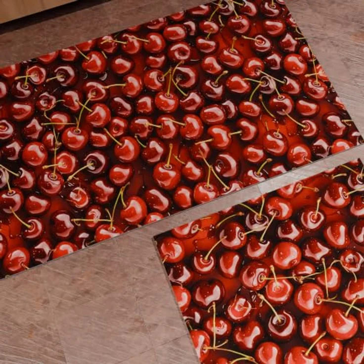 PETTI Artigiani Italiani Rutschfester und waschbarer Küchenteppich, Läufer für die Küche, 52 x 140 cm, Motiv Kirschen, 100% Made in Italy – Bild 2