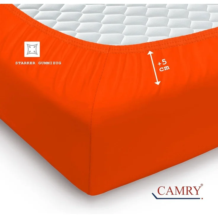 Camry Spannbettlaken CLASSIC Jersey 100% Baumwolle Spannbetttuch atmungsaktiv Gummizug, Jersey Baumwolle, Gummizug: rundum, 100% Baumwolle, alle Matratzenhöhen, atmungsaktiv, pflegeleicht – Bild 4