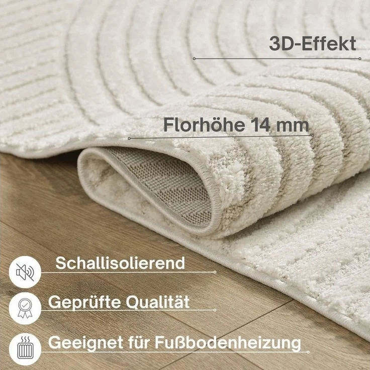 OTTO home Designteppich Eliaan 3D Optik/Hoch-Tief Effekt, rechteckig, Höhe: 14 mm, hohe Flordichte und angenehm weich, Teppich Wohnzimmer Boho Design – Bild 3