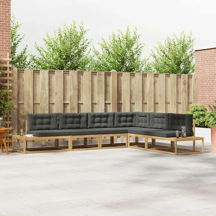 vidaXL Outdoor-Sofagarnitur 6 stk. 5-Sitzer Weiß und Anthrazit 3387011 – Bild 1