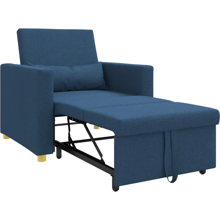 vidaXL Ausziehbare Schlafcouch Einzel Blau 90 x 165 x 87 cm Stoff 42002692 – Bild 3