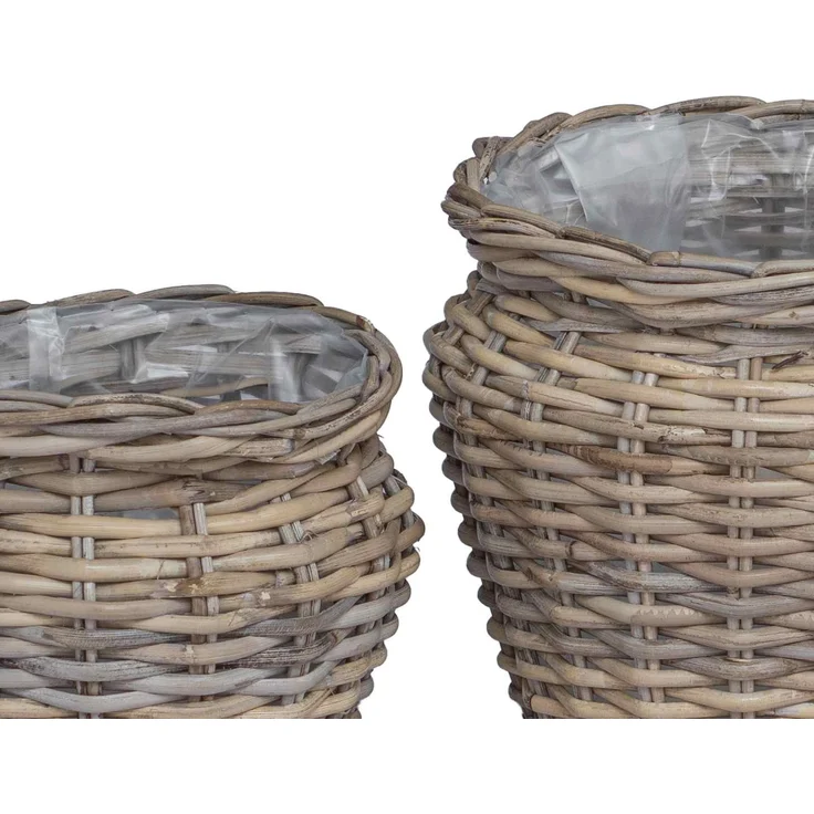 vidaXL Blumentopfkorb GENDT 2 stk. Natürliches Grau Kubu Rattan 42020959 – Bild 7