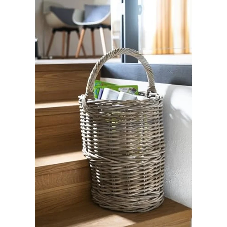 Kobolo Aufbewahrungskorb Treppenkorb Korb Rattan - kubu grey - mit Henkel – Bild 2