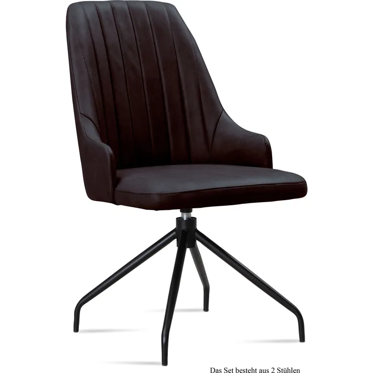 Esszimmerstuhl drehbar (2er-Set) Doreen 52x91x60 Schwarz/Espresso
