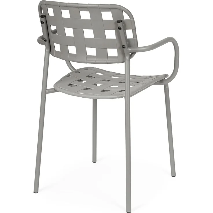 Gartenstuhl Clover 4er-Set mit Armlehne, Metall und Kunstfaser, modern, stapelbar, grau – Bild 3