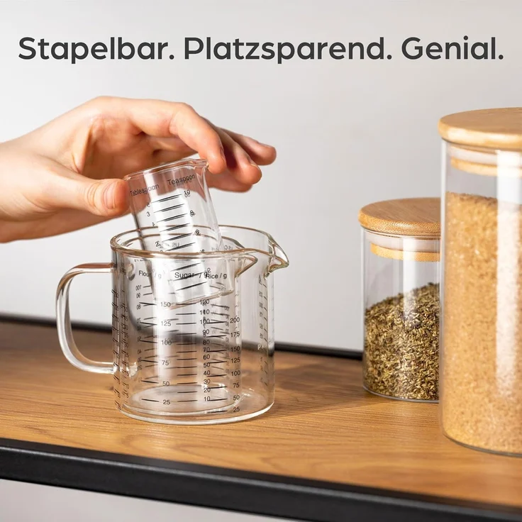 Praknu Messbecher Glas Messbecher mit Ausguss - 50ml, 125ml, 250ml - Präzise Skala, Borosilikatglas, (Set) – Bild 7