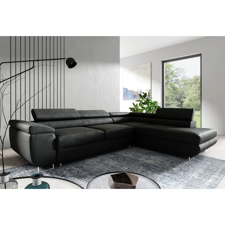 Ecksofa in L-Form AVESTA, L-förmige Eckcouch mit Schlaffunktion, ausziehbares Sofa, 1 Bettzeugbehälter, verstellbare Kopfstützen, (Kronos 07), 72x201 cm – Bild 2
