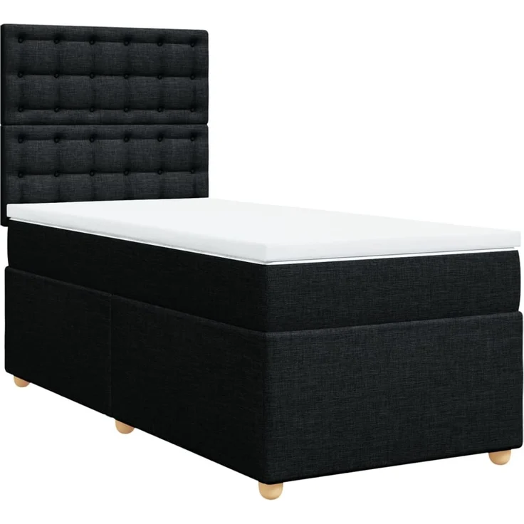 vidaXL Boxspringbett mit Matratze Schwarz 100x200 cm Stoff 3293507 – Bild 3