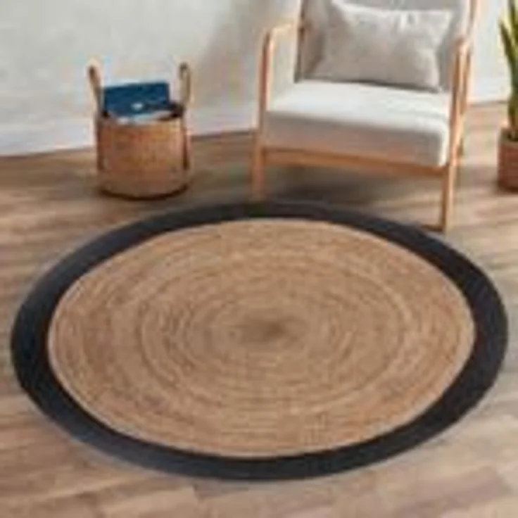 Jute Teppich Tamani Schwarz Natur 90 cm – Bild 3