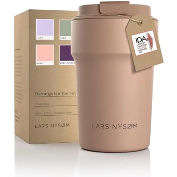 LARS NYSØM Thermo Kaffeebecher to go 380ml | Travel Mug mit 4h Heiß & 8h Kalt Isolierung | Auslaufsicherer Edelstahl Thermobecher (Mocha Brown, 380ml) – Bild 1