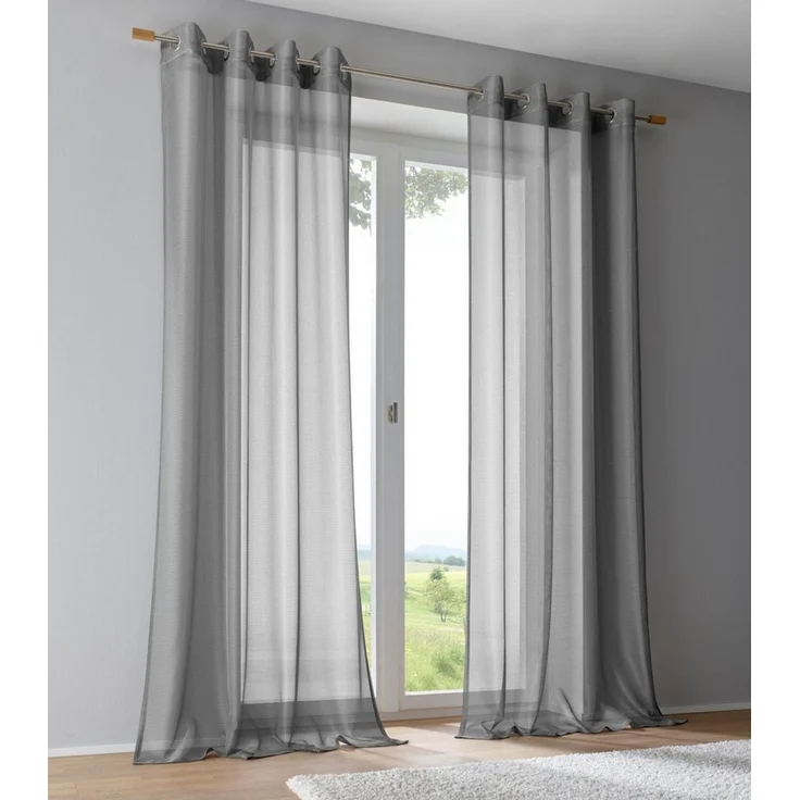 Kutti Vorhang Vinola (1 St), Ösen, halbtransparent, Wirkware, Ösengardine modern Netzstruktur Glanz – Bild 5