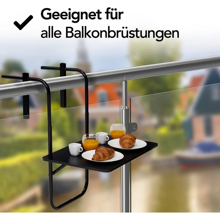 Infinity Goods Balkontisch – klappbar – 40 x 60 cm – verstellbar – hängend – schwarz – Bild 7