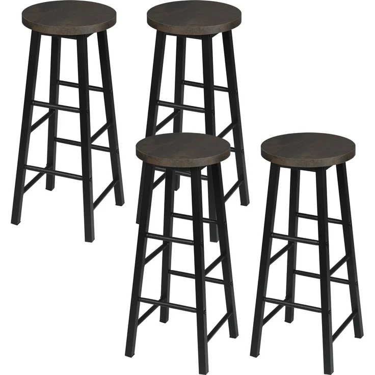 WOLTU Barhocker 4er Set mit Fußstütze, 71 cm Hohe Barstuhl aus Stabilem Metallgestell, Einfache Montage - für Küche, Bartheke und Esszimmer - Schwarz+Rostfarbe – Bild 1