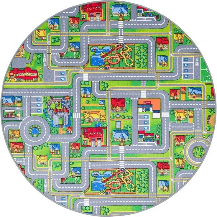 Snapstyle Kinderteppich Kinder Spiel Teppich Abenteuerland Bunt Rund, Rund, Höhe: 4 mm – Bild 2