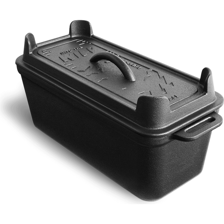 BURNHARD® Gusseisen Brotbackform mit Deckel 3,5 L rechteckig, Pre-Seasoned, Kastenform ideal zum Brotbacken, Braten und Kochen, 35,4 x 14,3 x 15,3 cm, inkl. Anleitung zum Einbrennen​ - Schwarz - #944205