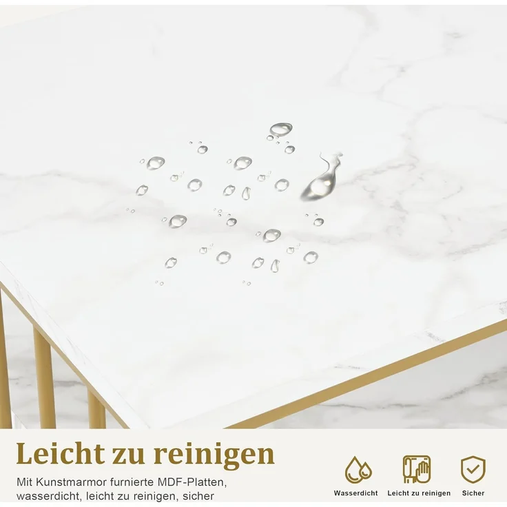 M MCombo Doppelnageltisch mit Schubladen, Schreibtisch mit Regal, Manikürtisch, Schminktisch ohne Spiegel Wohnzimmer Modern, Marmor-Weiß Gold, 2413 – Bild 7