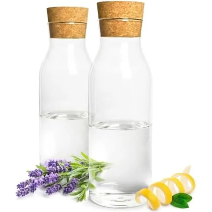 Glaskaraffe 1 Liter mit Korkdeckel Wasserkaraffe Weinkaraffe Dekanter Karaffe