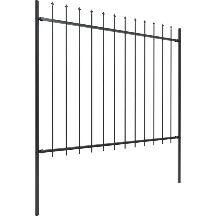 vidaXL Gartenzaun mit Speerspitze Stahl 1070 x 150 cm Schwarz 277634 – Bild 2