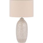 'Salza' Tischlampe in Beige mit dezenten Verzierungen Keramik 57 cm langes Kabel mit Schalter Wohnzimmer Glamour