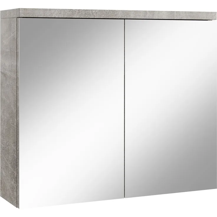 Badplaats Spiegelschrank Toledo 80x60 cm Beton Grau - Badezimmerschrank mit Spiegel und 2 Türen