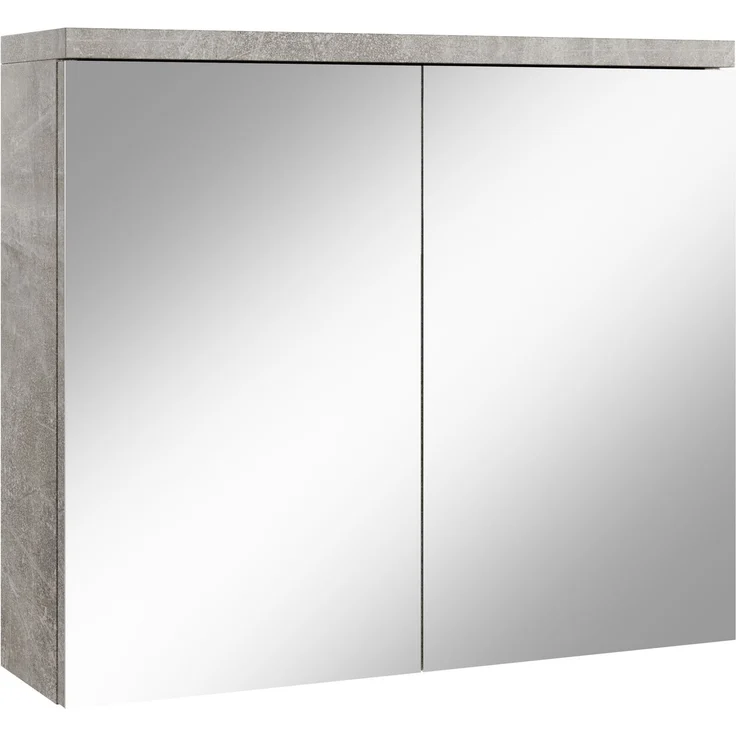 Badplaats Spiegelschrank Toledo 80x60 cm Beton Grau - Badezimmerschrank mit Spiegel und 2 Türen – Bild 1