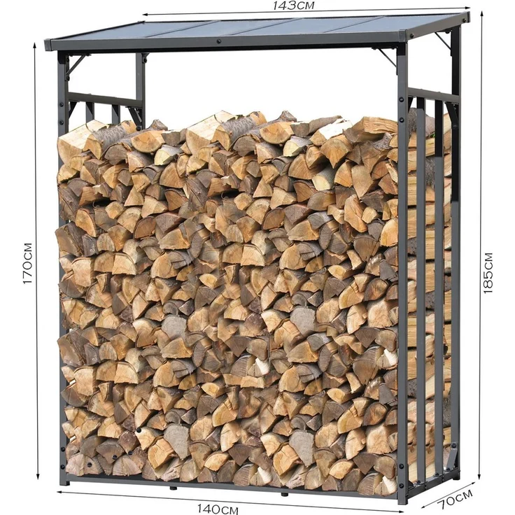 Quick Star Kaminholzregal Außen Metall Basic, Mehrere Größen, Mit / Ohne Wetterschutz, BxTxH:142x70x185 cm, (1-St) – Bild 5