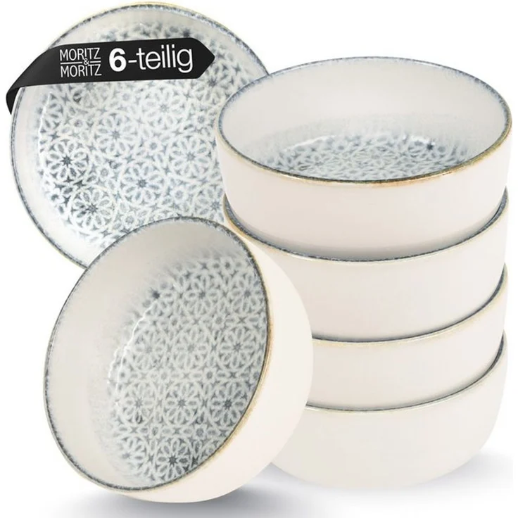 Moritz & Moritz Müslischüssel ALHAMBRA Müslibowls Blau, Steinzeug, (Set, 6-tlg), Hochwertiges Steinzeug, Spülmaschinengeeignet – Bild 4