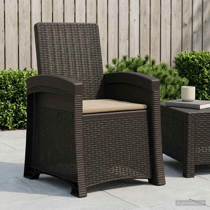 vidaXL Liegesessel Garten Rattan-Optik Anthrazit und Taupe PP 8012002 – Bild 1
