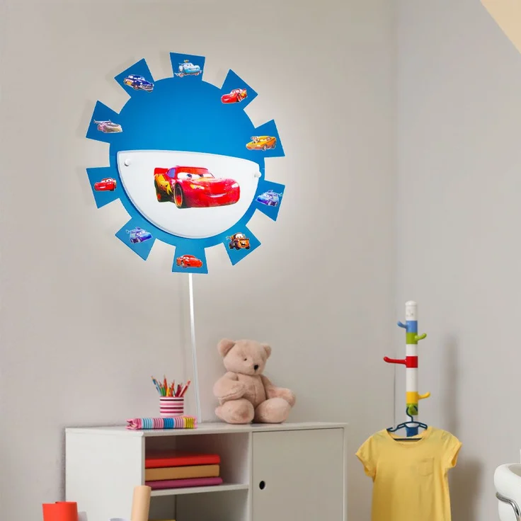 Nachtlicht, Kinderzimmer, blau, weiß, Cars Sticker, D 35cm – Bild 2