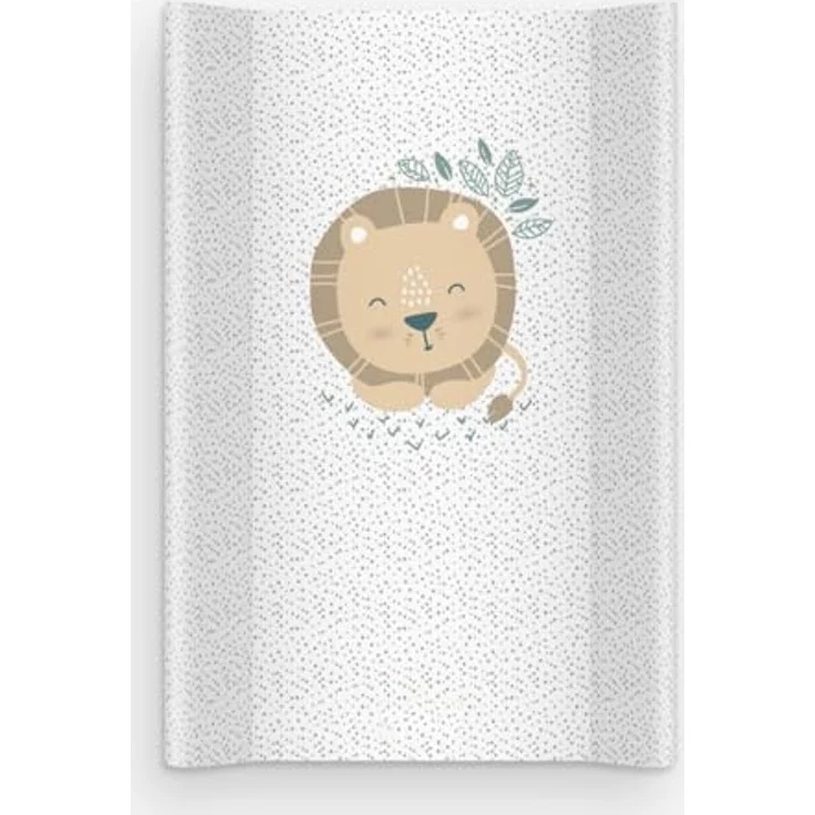 Wickelauflage 70x47 cm, Weiß mit Löwe – abwaschbar & weich, profilierte Ränder für mehr Sicherheit – Wickeltischauflage für Wickelkommode – Baby Wickelunterlage mit Komfortfüllung – Bild 2